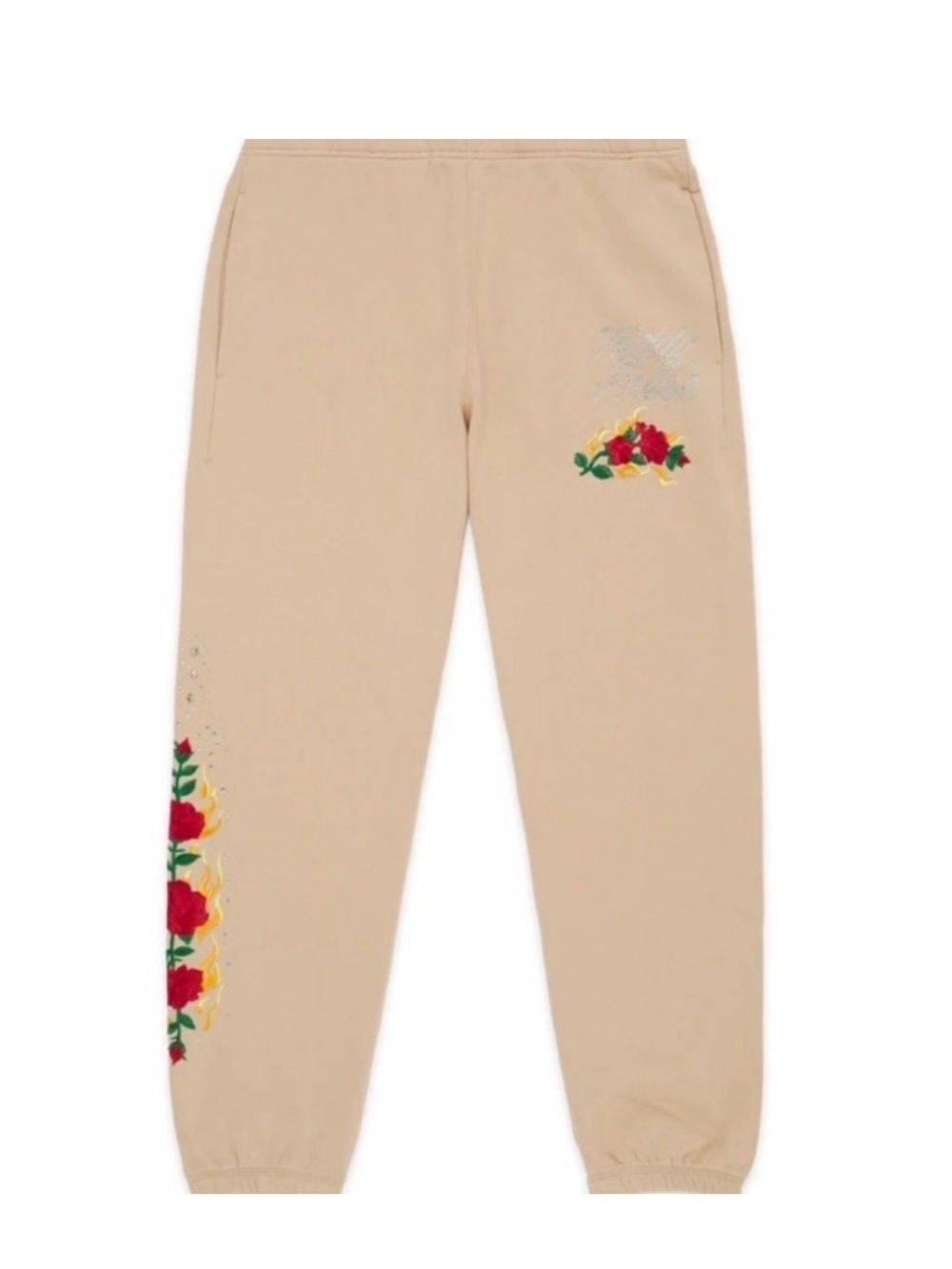 Teddy Fresh Flaming Rose Limited Edition Embroidered Rhinestone Sweatpants XL